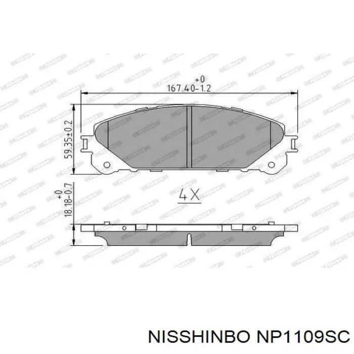 NP1109SC Nisshinbo pastillas de freno delanteras