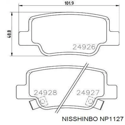 NP1127 Nisshinbo pastillas de freno traseras