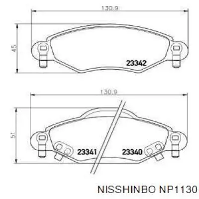 NP1130 Nisshinbo pastillas de freno delanteras