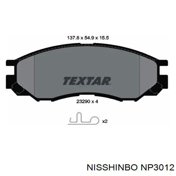 NP3012 Nisshinbo pastillas de freno delanteras