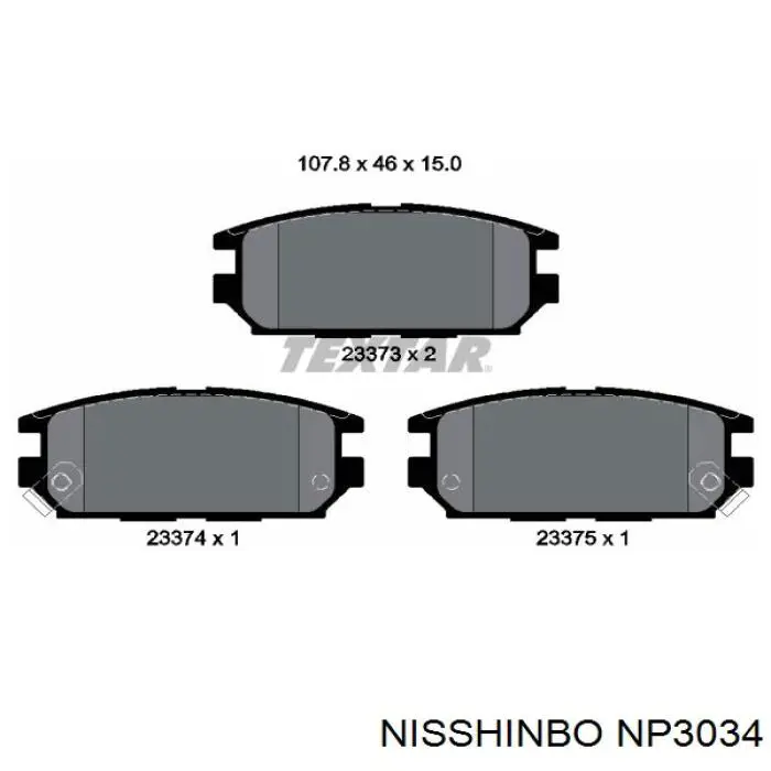 NP3034 Nisshinbo pastillas de freno traseras