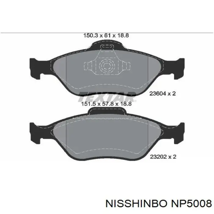 NP5008 Nisshinbo pastillas de freno delanteras