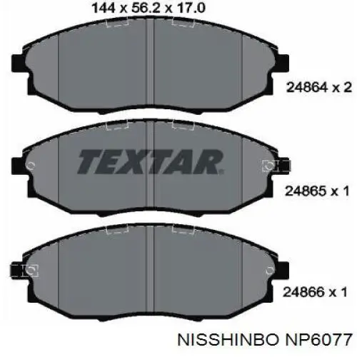 NP6077 Nisshinbo pastillas de freno delanteras