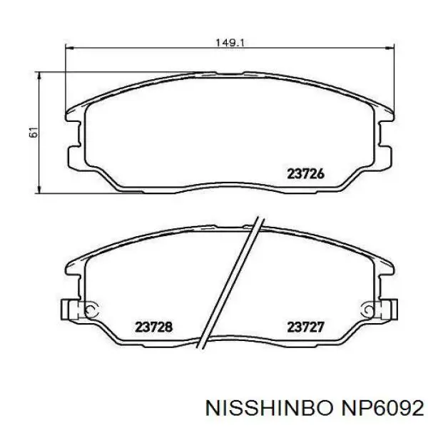 NP6092 Nisshinbo pastillas de freno delanteras