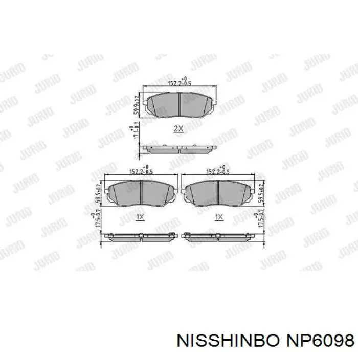 NP6098 Nisshinbo pastillas de freno delanteras