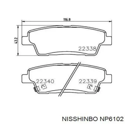 NP6102 Nisshinbo pastillas de freno traseras