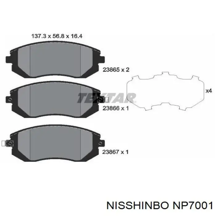 NP7001 Nisshinbo pastillas de freno delanteras