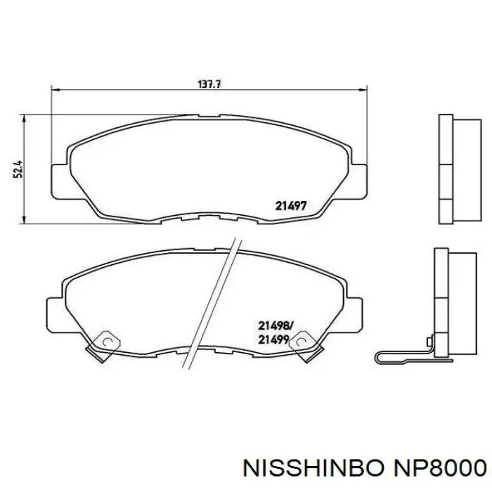 NP8000 Nisshinbo pastillas de freno delanteras