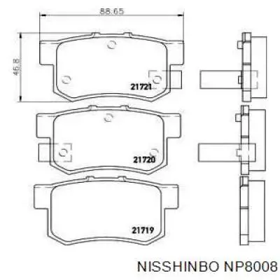 Comprar NP8008 Nisshinbo Pastillas de freno traseras