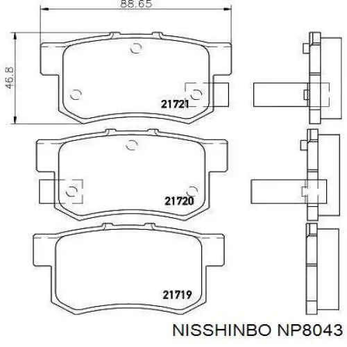 NP8043 Nisshinbo pastillas de freno traseras