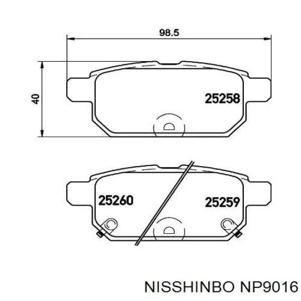 NP9016 Nisshinbo pastillas de freno traseras