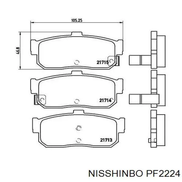 PF-2224 Nisshinbo pastillas de freno traseras