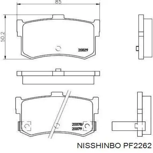 PF2262 Nisshinbo pastillas de freno traseras