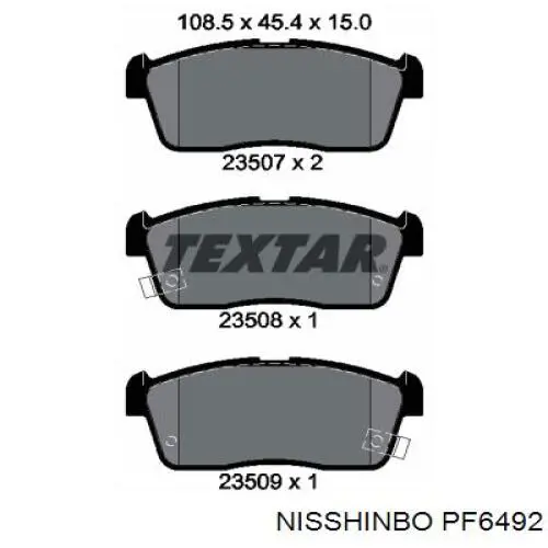 PF6492 Nisshinbo pastillas de freno delanteras