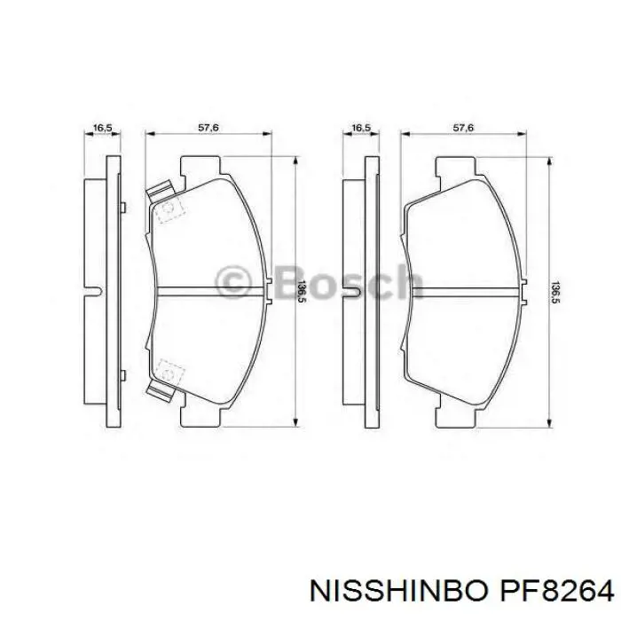 PF8264 Nisshinbo pastillas de freno delanteras