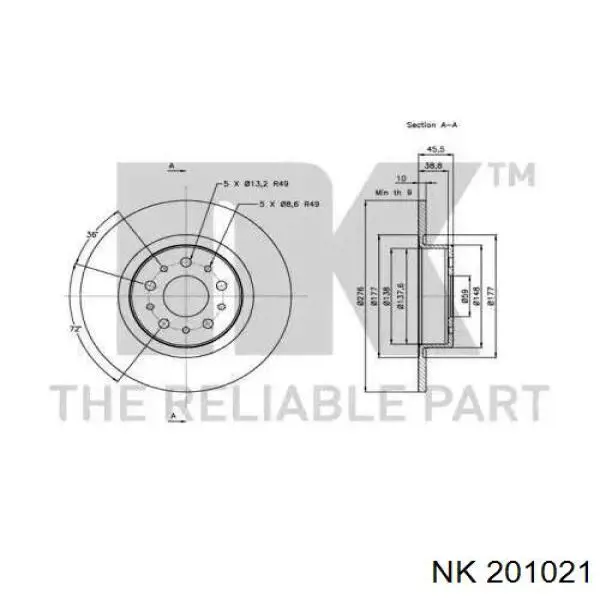 201021 NK disco de freno trasero