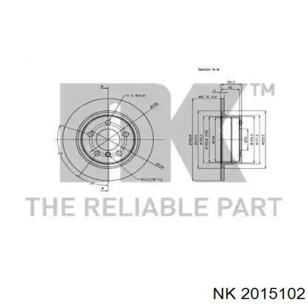 2015102 NK disco de freno trasero