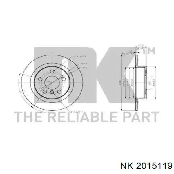 2015119 NK disco de freno trasero