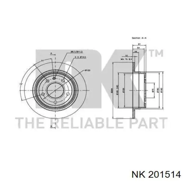 201514 NK disco de freno trasero