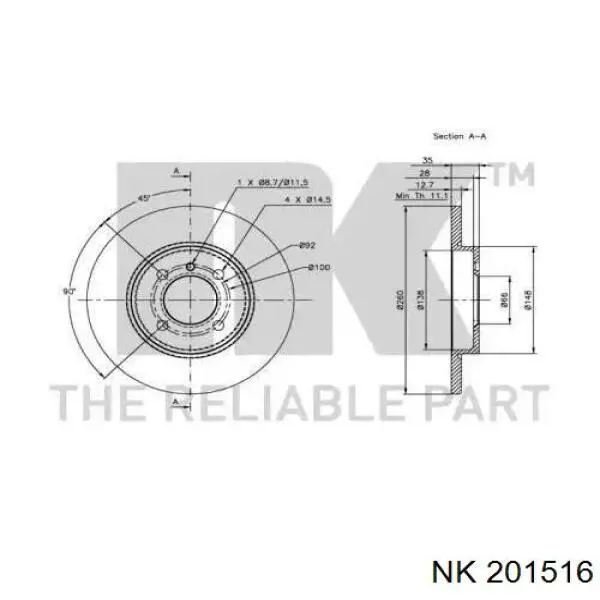 201516 NK freno de disco delantero