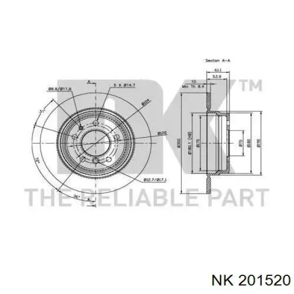 Disco de freno trasero BMW 5 E34
