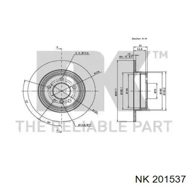 201537 NK disco de freno trasero