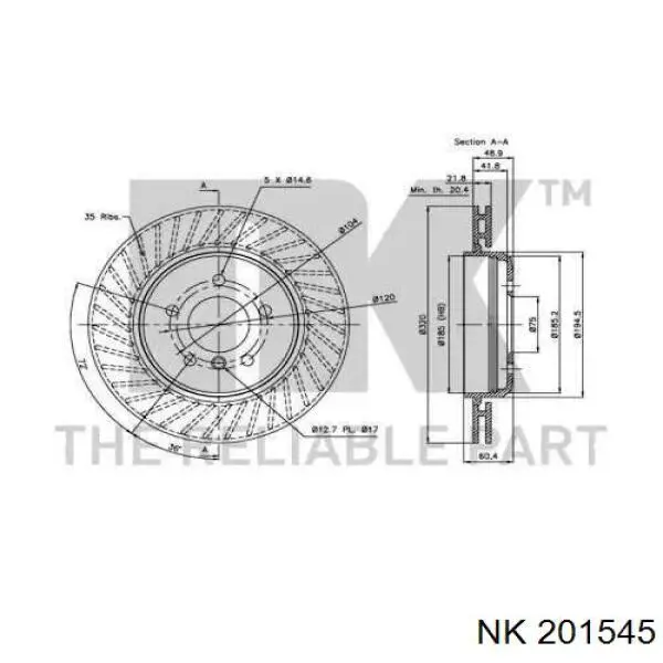 201545 NK disco de freno trasero