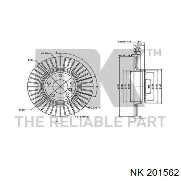 201562 NK disco de freno trasero