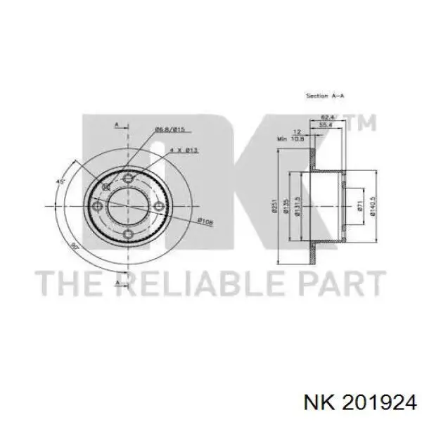 201924 NK disco de freno trasero