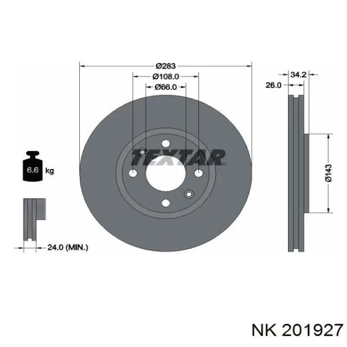 Freno de disco delantero Citroen C4 UD