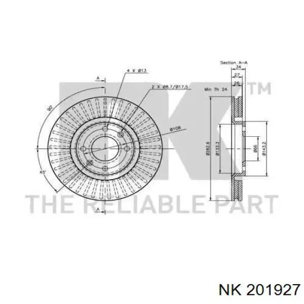 Freno de disco delantero Citroen C4 UD