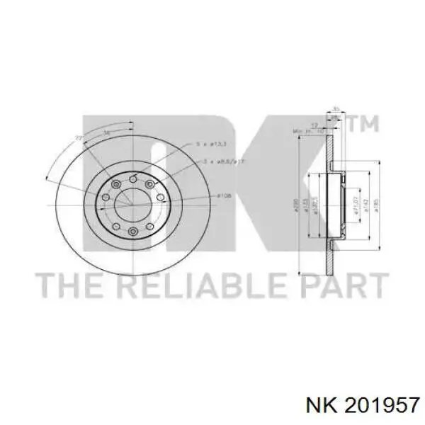 201957 NK disco de freno trasero