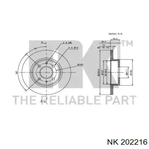 202216 NK freno de disco delantero