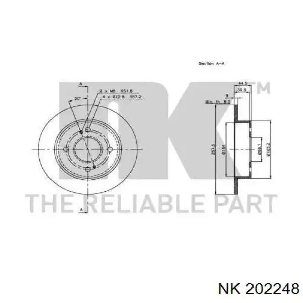 202248 NK disco de freno trasero