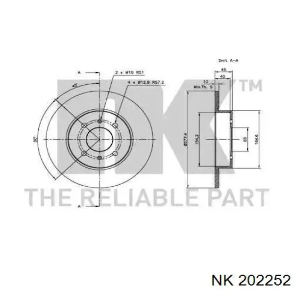 202252 NK disco de freno trasero