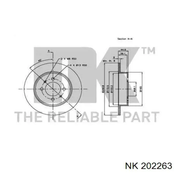 202263 NK disco de freno trasero