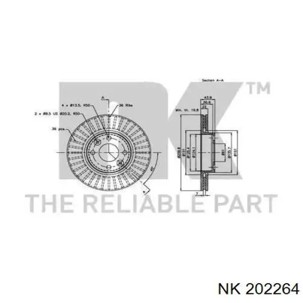 Freno de disco delantero Nissan Versa E12X