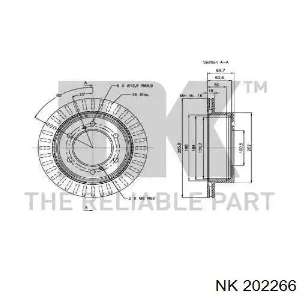 Disco de freno trasero Nissan Terrano 1 WD21