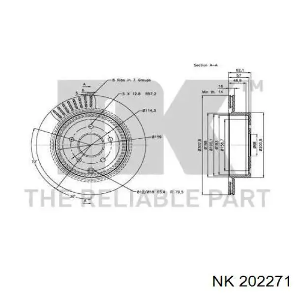 202271 NK disco de freno trasero
