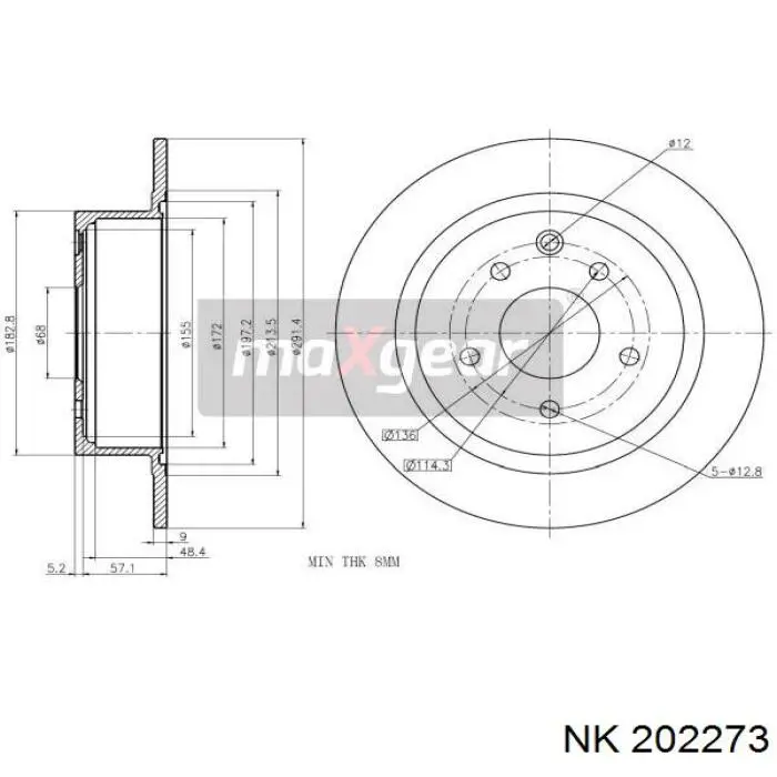 202273 NK disco de freno trasero