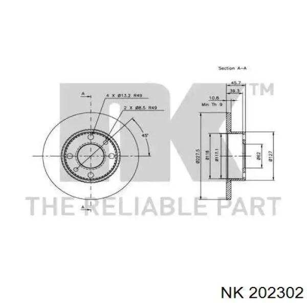 Freno de disco delantero Seat 600