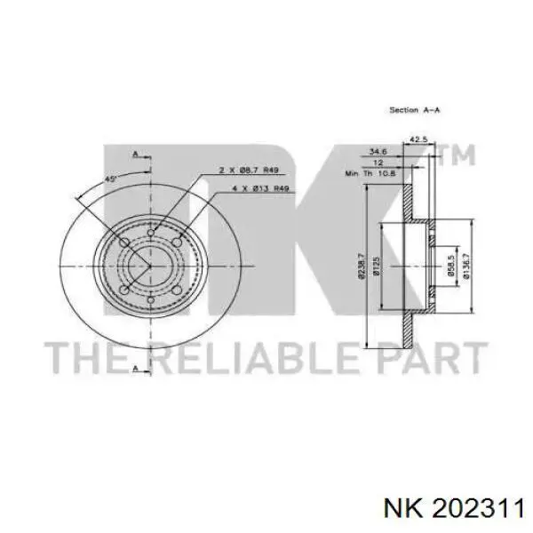 202311 NK freno de disco delantero