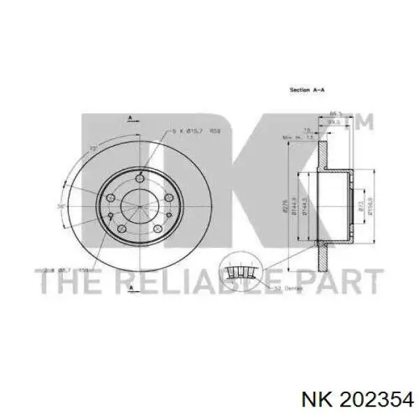 202354 NK disco de freno trasero