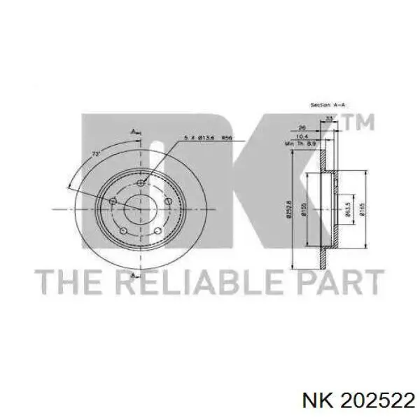 202522 NK disco de freno trasero