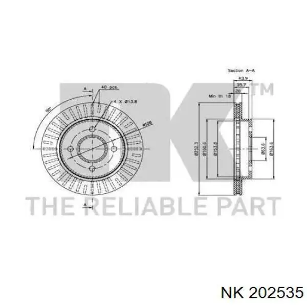 202535 NK disco de freno trasero