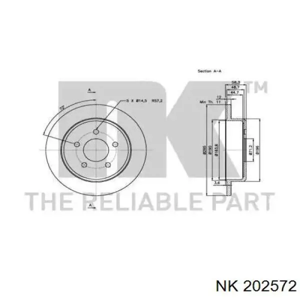 202572 NK disco de freno trasero