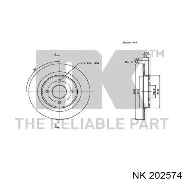 202574 NK disco de freno trasero