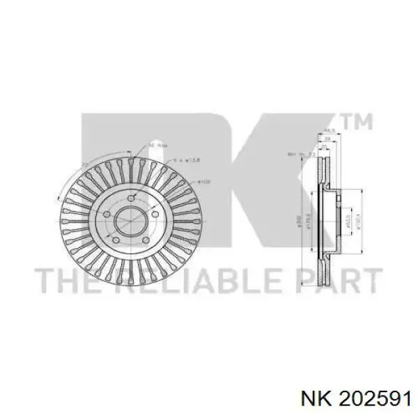Freno de disco delantero Volvo V40 525, 526