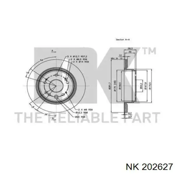 202627 NK disco de freno trasero