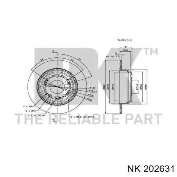 202631 NK disco de freno trasero